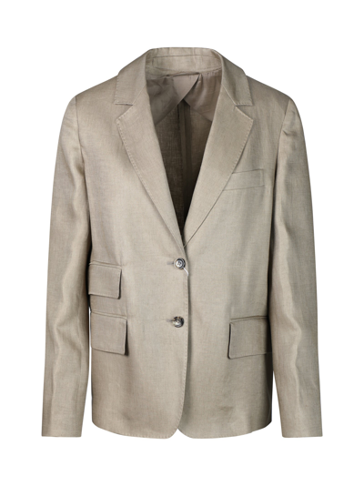 Max Mara Linen Jacket In Grey