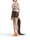 Prada Printed Slub Canvas Top In Nude & Neutrals