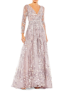MAC DUGGAL WOMEN'S SEMI-SHEER FLORAL-EMBROIDERED GOWN