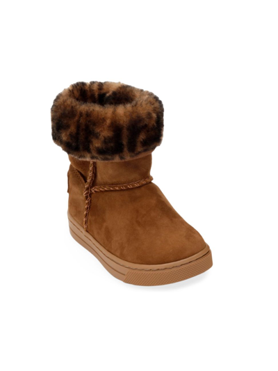 Fendi Baby's & Little Kids Logo Shearling Boots In Brown