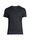 Majestic Stretch Linen V-neck Tee In Marine