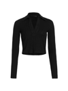 Helmut Lang Long-sleeve Crop Polo In Black