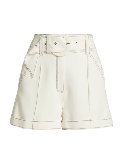 Cinq À Sept Aldi Belted High-waisted Shorts In Alabaster Black