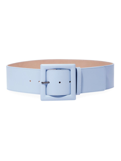 Carolina Herrera Icon Large Square Buckle Belt In Sky Blue