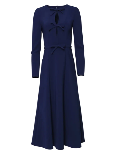 Carolina Herrera Triple Bow Keyhole-front Midi Dress In Midnight