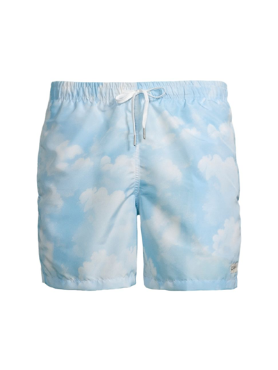 Bather Straight-leg Mid-length Printed Recycled Swim Shorts In Blue