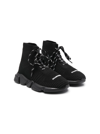 Balenciaga Kids' Speed Lace-up Trainers In 1013 Black