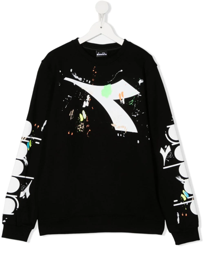 Diadora Junior Teen Felpa Ragazzanero Sweatshirt In Black