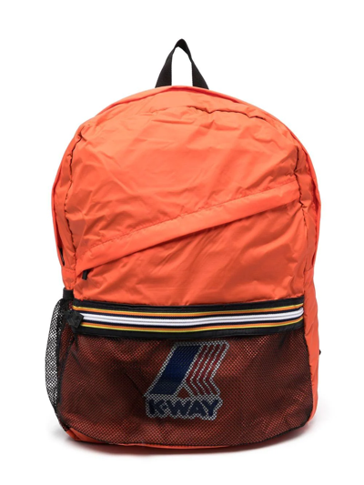 K-way Kids' Logo-print Backpack In Orange