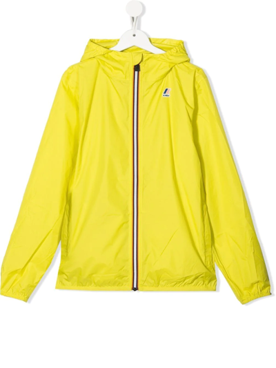 K-way Teen Logo-print Hooded Windbreaker In Green
