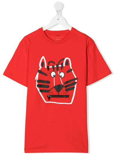 Stella Mccartney Teen Sketch Zip T-shirt In Red