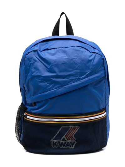 K-way Kids' Logo-print Backpack In Blue