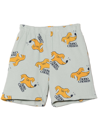 Bobo Choses Kids' Sniffy Dog Cotton Shorts In Light Grey
