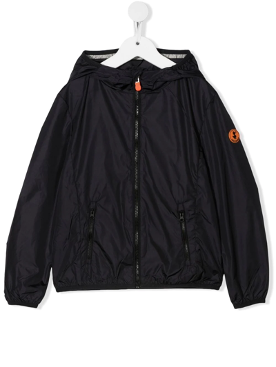 Save The Duck Kids' Pegasus Logo-patch Hooded Jacket In Black