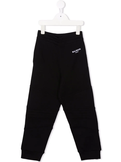 Balmain Kids' Logo Straight-leg Trousers In Black