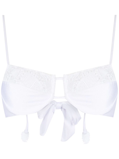 Martha Medeiros Camila Crochet-panelled Bikini Top In White