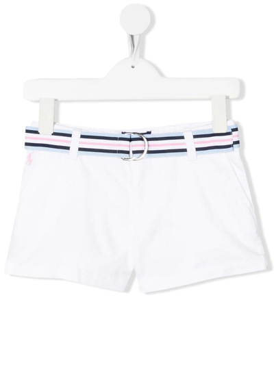 Polo Ralph Lauren Kids Shorts In White Stretch Chino With Belt