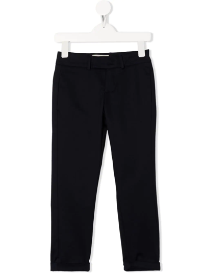 Elie Saab Junior Teen Logo-patch Tapered Trousers In Blue