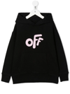 Off-white Logo-print Cotton Hoodie In Black