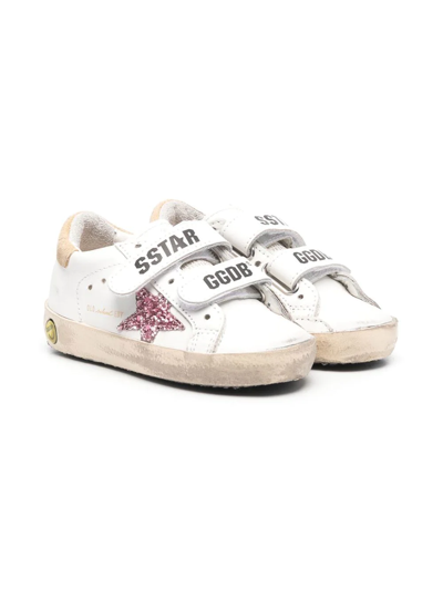 Golden Goose Kids' Logo-print Touch-strap Sneakers In White