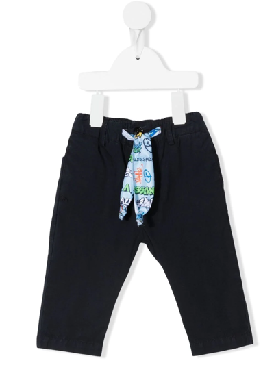 Daniele Alessandrini Babies' Drawstring Straight-leg Trousers In Blue