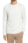 Vince Pima Cotton Blend Thermal Waffle Knit Tee In Heather White