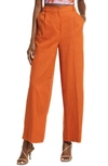 Open Edit Linen Blend Trousers In Rust Umber