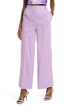 Open Edit Linen Blend Trousers In Purple Spectre