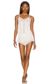 Eberjey Iona Point D'esprit Tulle-trimmed Stretch-modal Playsuit In White