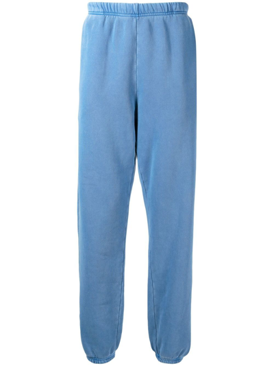 Les Tien Brushed-back Cotton Track Pants In Blau