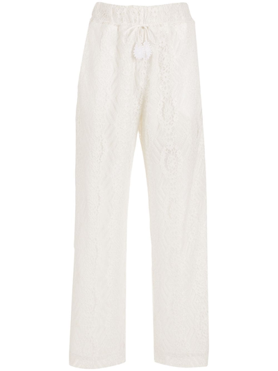 Martha Medeiros Cristina Wide-leg Lace Trousers In White