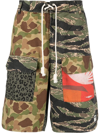 Palm Angels Multicolor Printed Cotton Bermuda Shorts In Green