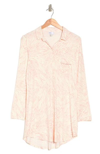 Nordstrom Rack Tranquility Button Front Nightshirt In Ivory Animal Electric