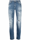 Dondup Distressed Slim-cut Jeans In Denim