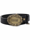 Versace Jeans Couture Leather Belt With Logo In Black