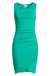 Leith Ruched Body-con Sleeveless Dress In Green Parakeet Heather
