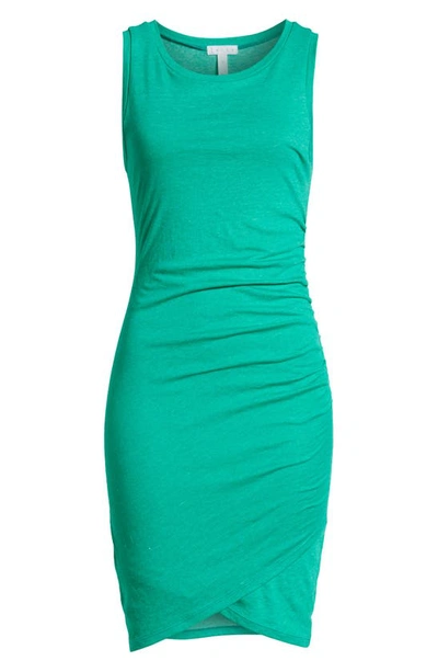 Leith Ruched Body-con Sleeveless Dress In Green Parakeet Heather