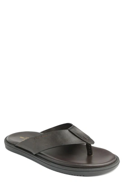 Bruno Magli Men's Romania Leather Thong Sandals In Dark Brown