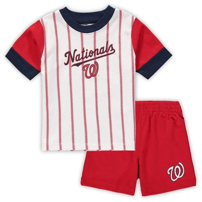 OUTERSTUFF INFANT WHITE/RED WASHINGTON NATIONALS POSITION PLAYER T-SHIRT & SHORTS SET