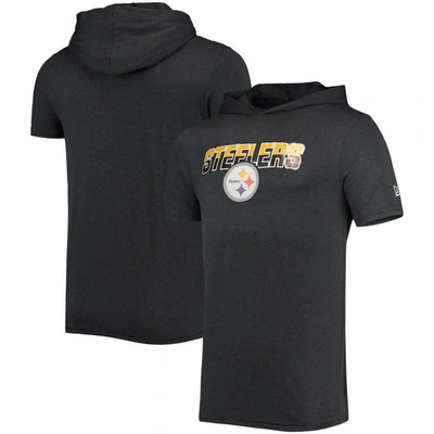 New Era Heathered Black Pittsburgh Steelers Team Brushed Hoodie T-shirt