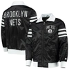 Starter Black Brooklyn Nets The Captain Ii Full-zip Varsity Jacket In Black