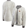 Wear By Erin Andrews Charcoal Washington Commanders Sherpa Raglan Full-snap Jacket In Charcoal