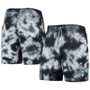 New Era Men's  Black Milwaukee Bucks Fleece Tie-dye Shorts In Black