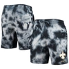 New Era Black New Orleans Saints Tie-dye Shorts In Black