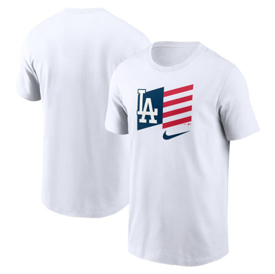 Nike Men's  White Los Angeles Dodgers Americana Flag T-shirt