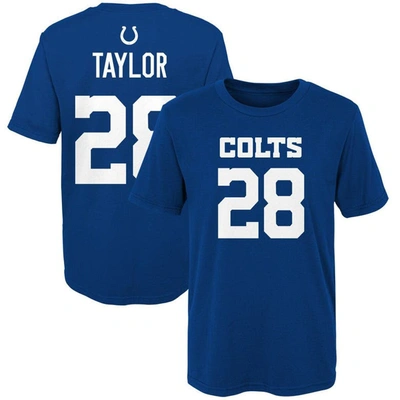OUTERSTUFF YOUTH JONATHAN TAYLOR ROYAL INDIANAPOLIS COLTS MAINLINER PLAYER NAME & NUMBER T-SHIRT