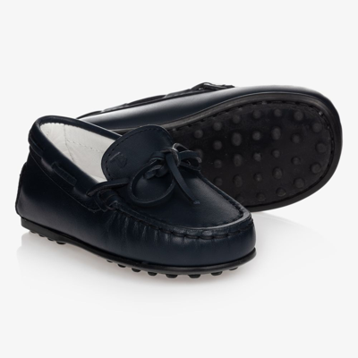Tod's Navy Blue Leather Moccasins