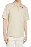 Club Monaco Popover Short Sleeve Quarter Zip Shirt In Tan
