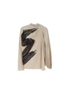 Fendi Brush-print Draped Cady Top In Black