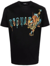 Dsquared2 Tiger Logo-print Cotton T-shirt In Nero
